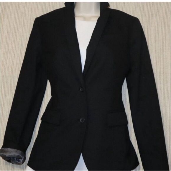 BANANA REPUBLIC classic blazer Size 00P Black Pockets Lined Business - Picture 8 of 13
